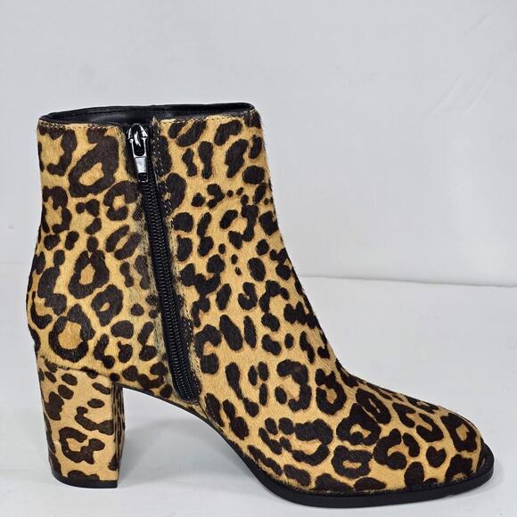 Steve Madden Womens Leopard Ankle Boots Size 8.5 Block Heel Side Zip Trendy - Picture 3 of 11